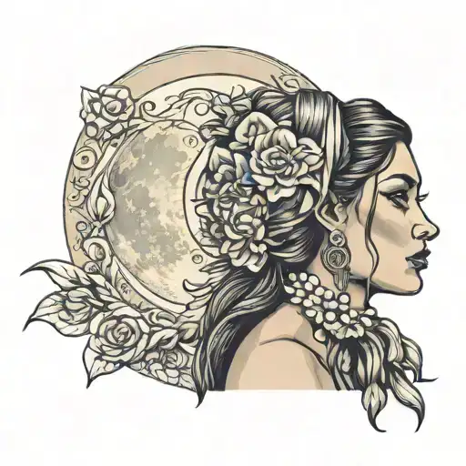 Gipsy Woman Look At Full Moon