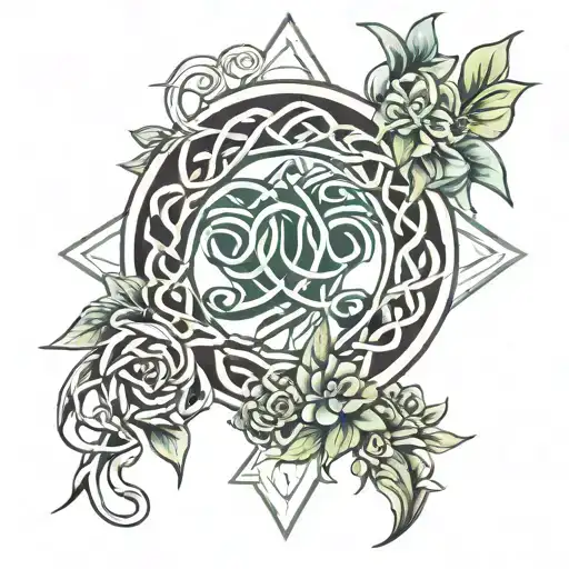 Father Daughter Celtic Knot Design Incorporating Elements Of Nature