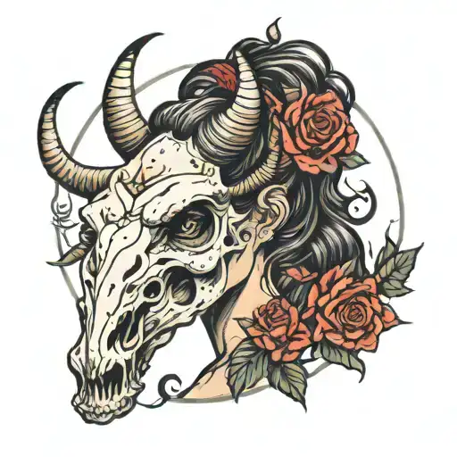 Woman Taurus With Skull