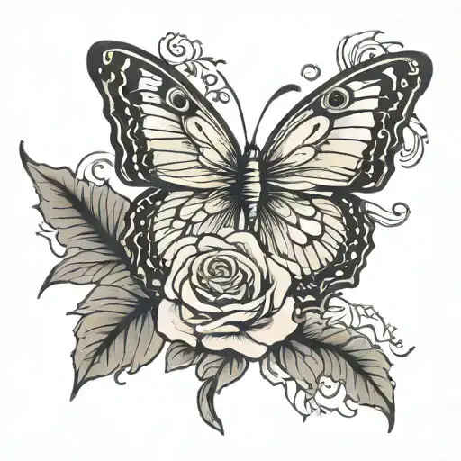 Butterfly On Top Of Rose