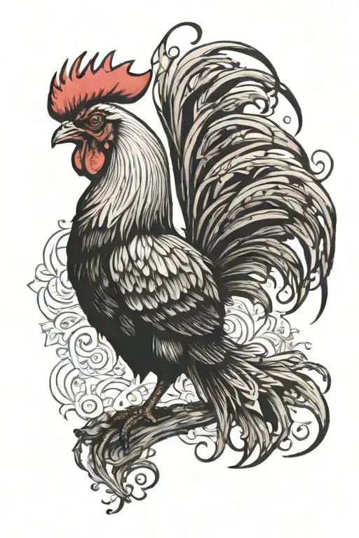 Long Tail Rooster Perched