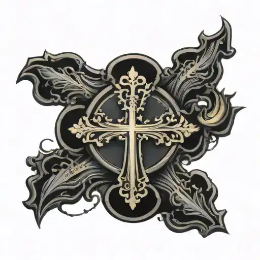 Orthodox Cross In A Blacked Out Circle