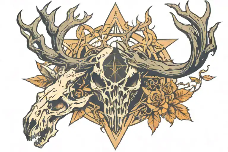 Deer Skull Pentagram Mixed
