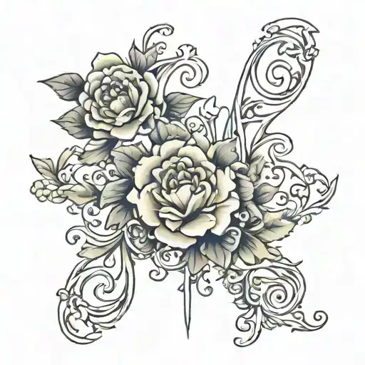 Roman Numeral Numbers Vertical On Back Incorporate Flower