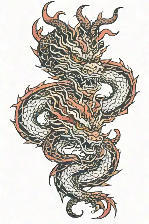 Red Chinese Dragon Intertwined