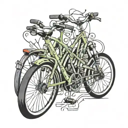 3 Cycling Bikes On A Thin Squiggly Line