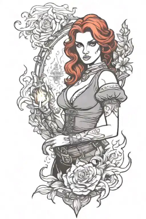 Triss Merigold With Fire Flames