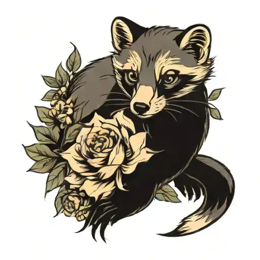 Fine Line Flowers With A Stone Marten
