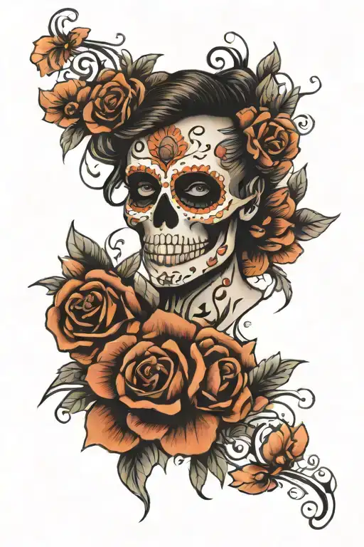 Sugar Skull Flowers Surrounding