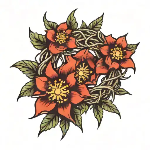 Crown Of Thorns Flower Intertwined