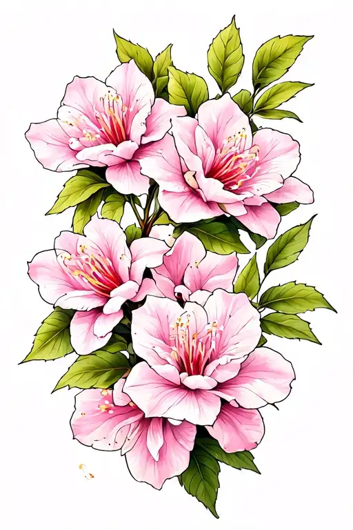 Azalea Flowers Blooming On Vines