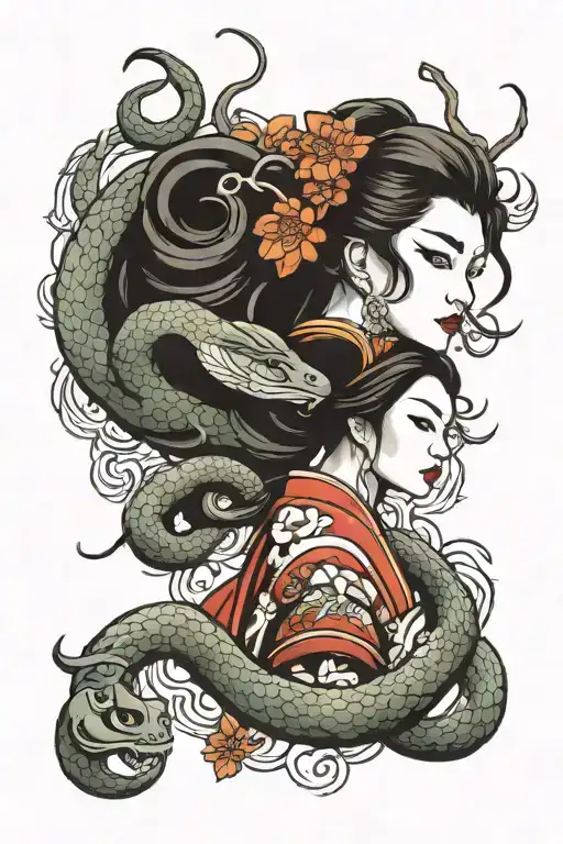 Snake And Geisha