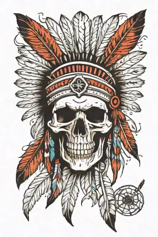 Skull With Native American Headdress