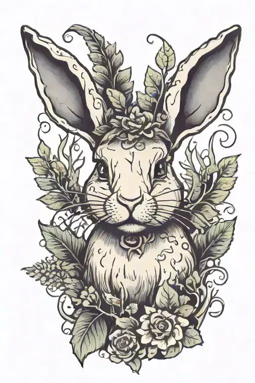 Dead Bunny With Plants Growing Out Of It With A Forest Scene