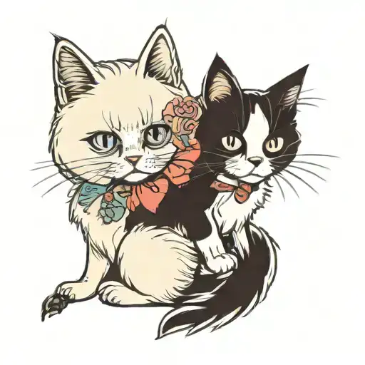 Big Ragdoll Cat Pertecting A Small Girl