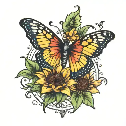 Butter Fly On A Sun Flower