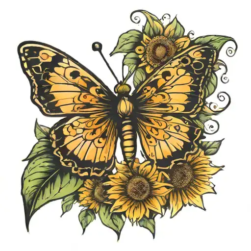 Butter Fly On A Sun Flower