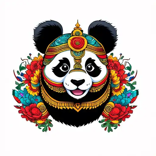 Panda With A Thai Khon Mask