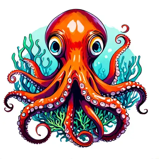 Octopus With Coral Reef