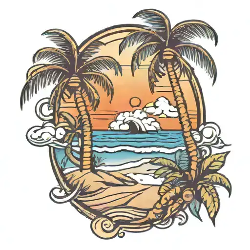 Beach Scene With Palm