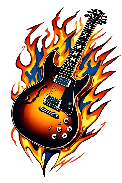 Guitar On Fire With Lightning Bolts Piercing