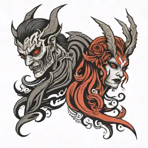 Couple Tattoo Demon And Angel