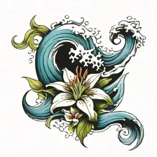 Wave And Lily Flower