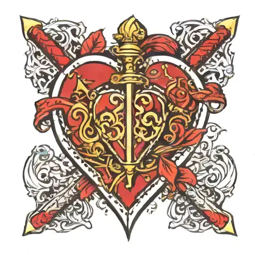 3 Different Swords In Heart Tarot Baroque Inspired