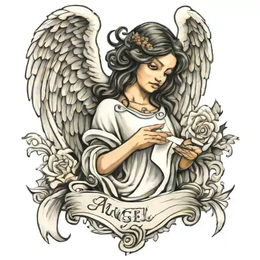 Angel With A Scroll That Has My Wife's Name Monica On The Scroll