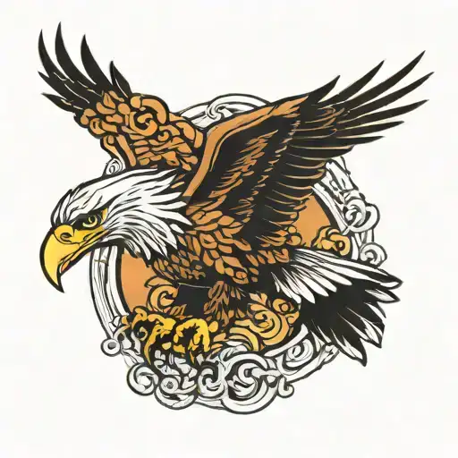 Eagle Flying Side Profile Chest