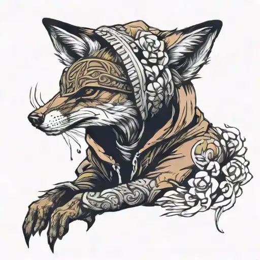 Fox With Hoodie Laying