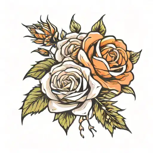 Two Roses One Daisy Bouquet