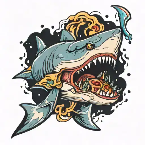 Beautiful Shark Eating Pizza