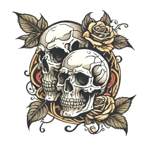 Skull And Roses Intertwined
