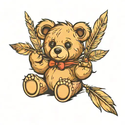 Teddy Bear Holding A Feather