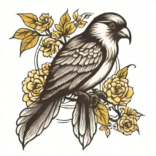 Black And White Bird Tattoo On The Arm