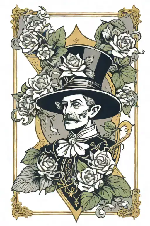 Magician Tarot Card With Flowers Blooming