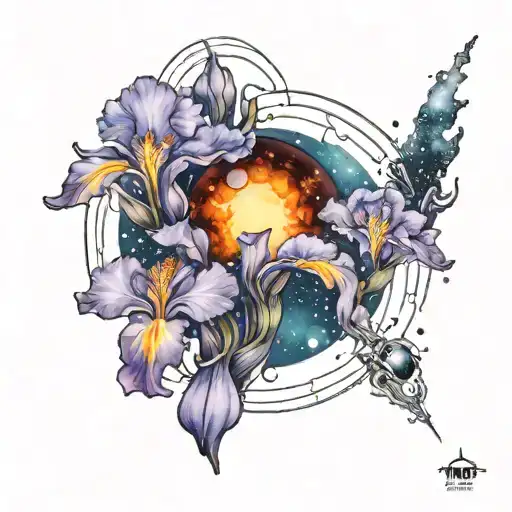 Iris And Galaxy Space With Planets