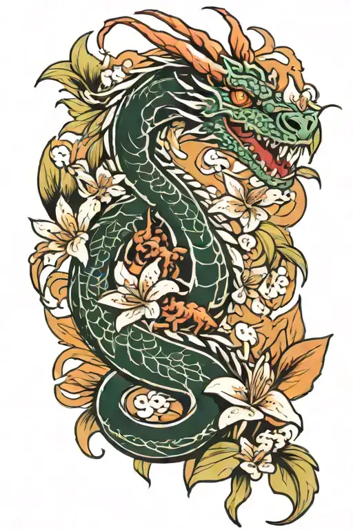 Dragon With Lily Of The Incas