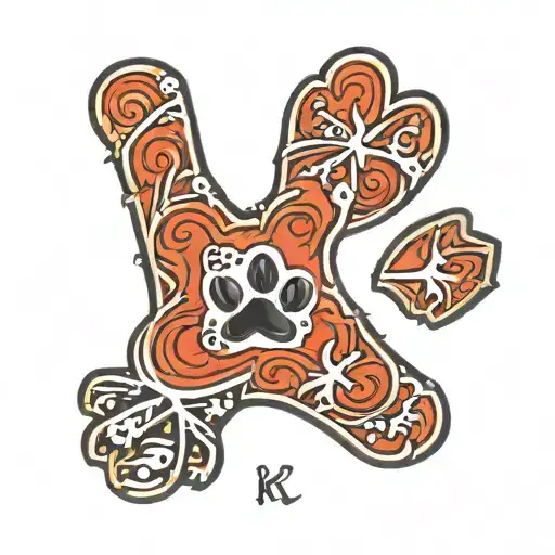 Dog Paw Print With K Inside