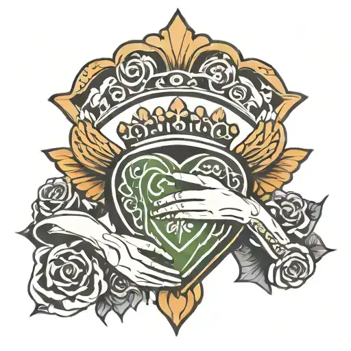 Irish Claddagh Symbol And Philadelphia City And Chicago