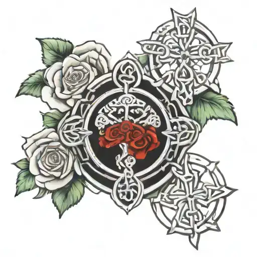 Celtic Cross Rosen Und Totenkopf Mit Uhr