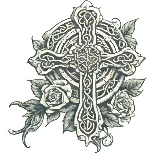 Celtic Cross Rosen Und Totenkopf Mit Uhr