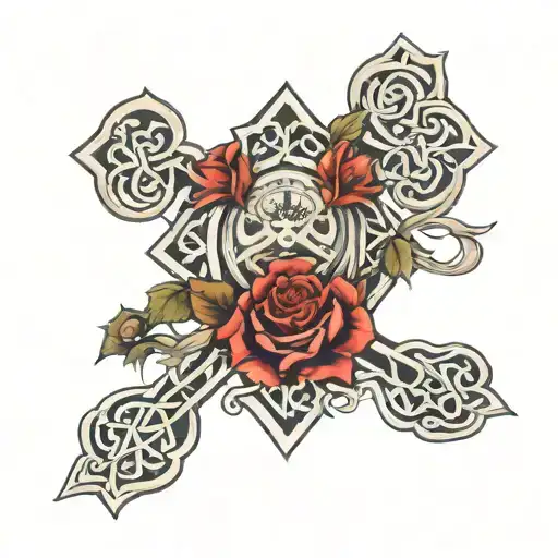 Celtic Cross Rosen Und Totenkopf Mit Uhr