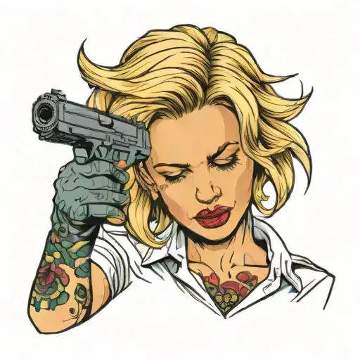 Blonde Woman Crying Holding A Gun To Her Head