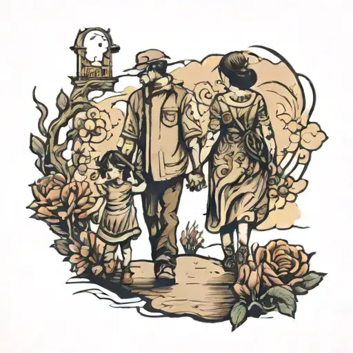 Son And Daugther Walking Hand In Hand