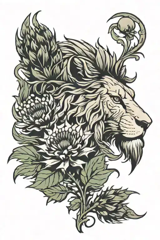 Scottish Thistle With Lion