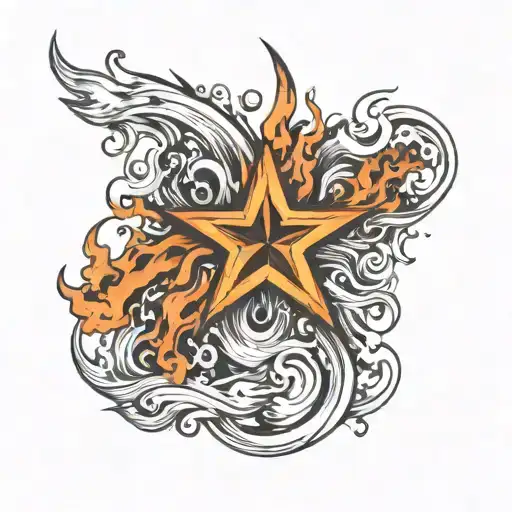 Star Shooting Out Of Flames Left Arm Sleeve