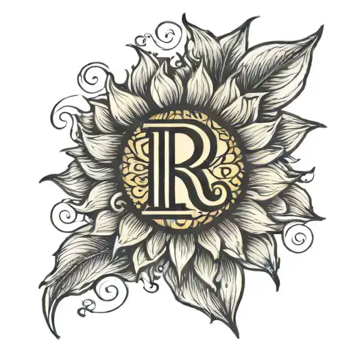 Sunflower With The Letter R
