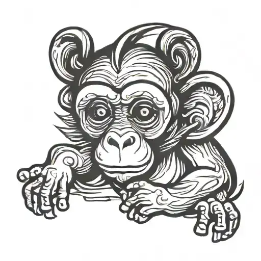 Single Line Baby Monkey
